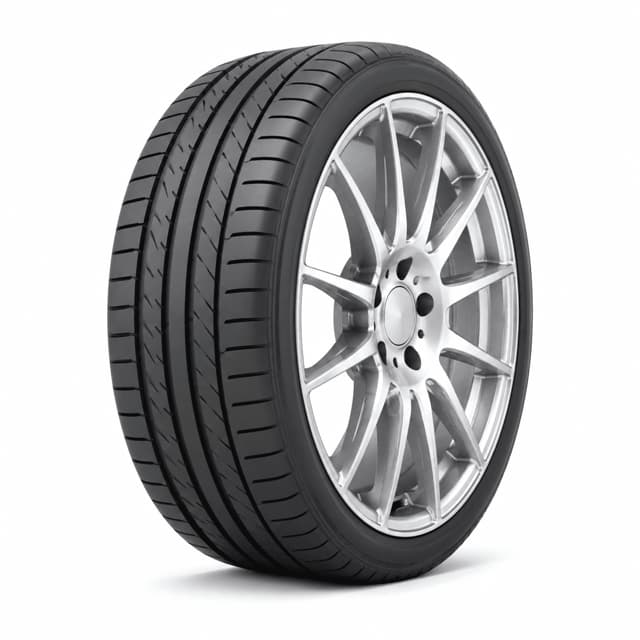 Car tyre on an alloy wheel