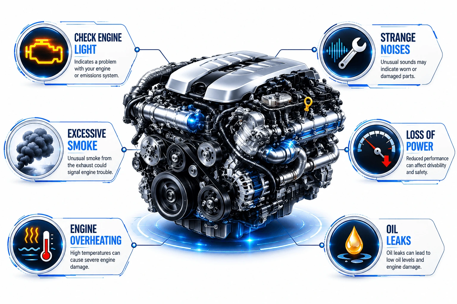 Common warning signs that indicate a car engine requires repair