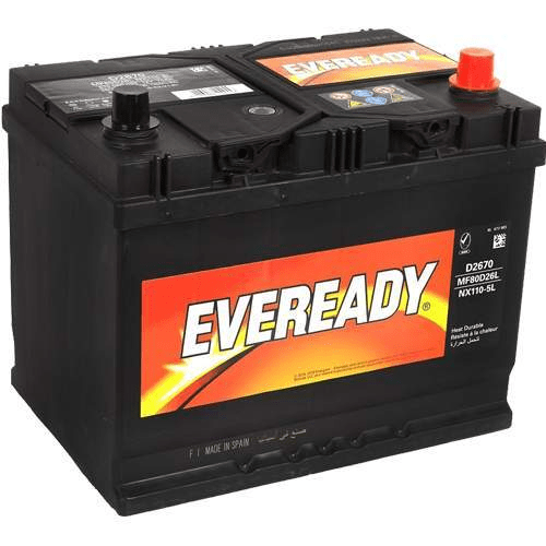 EVEREADY Battery Eveready - 80D26L Left Terminal 12V JIS 70AH Car Battery - App