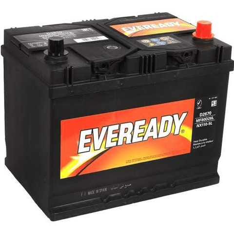 EVEREADY Battery Eveready - 80D26L Left Terminal 12V JIS 70AH Car Battery - App