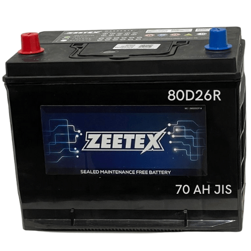 ZEETEX Battery Zeetex - 80D26R Right Terminal 12V JIS 70AH Car Battery - App