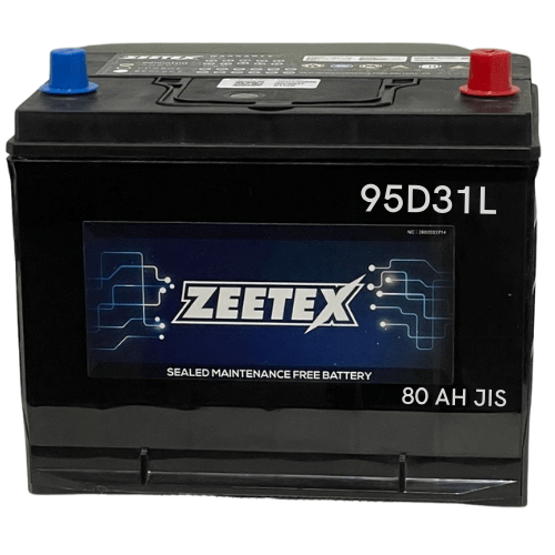 ZEETEX Battery Zeetex - 95D31L Left Terminal 12V JIS 80AH Car Battery - App